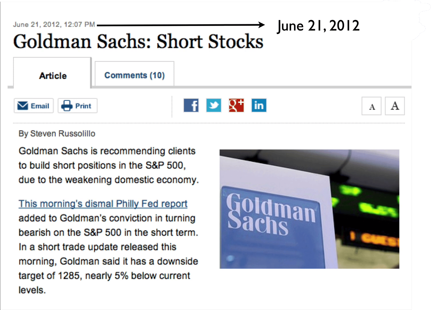 Goldman Sachs Short Stocks 2012