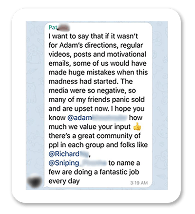 Screenshot of Adam Khoo Telegram group