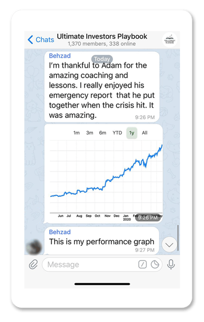 Screenshot of Ultimate Investors Playbook Telegram group