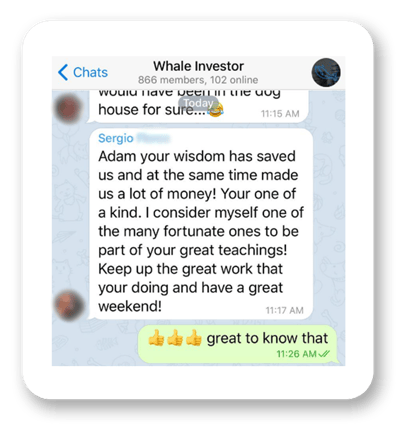 Screenshot of Adam Khoo Value Momentum Investing course Telegram group